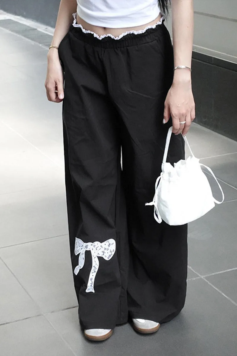 HPQ1136 Ribbon Wide-Legged Pants