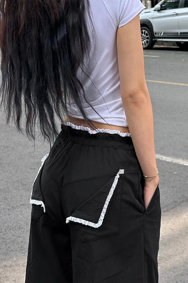 HPQ1136 Ribbon Wide-Legged Pants
