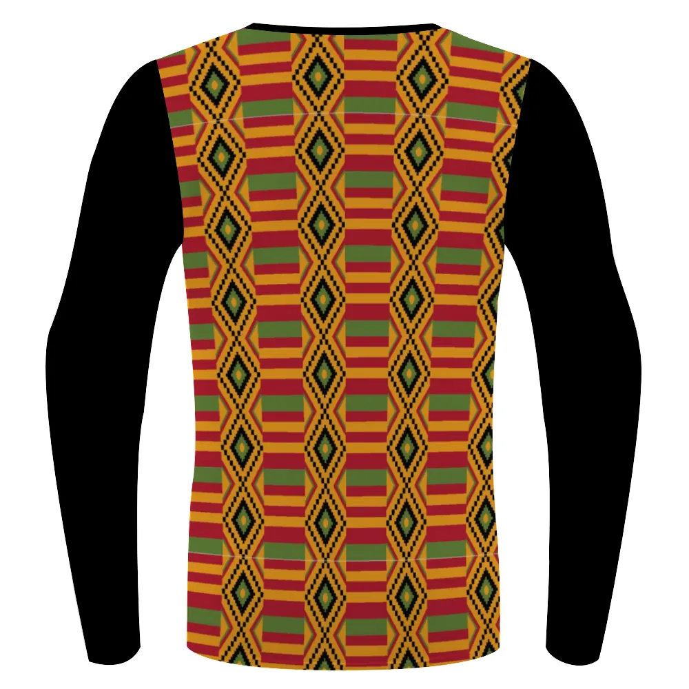 Kente (Black) Long Sleeve Workout Shirt