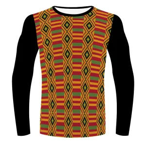 Kente (Black) Long Sleeve Workout Shirt