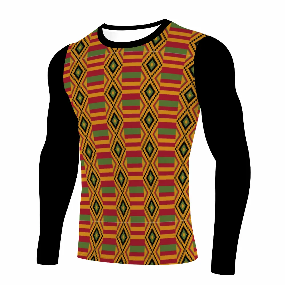 Kente (Black) Long Sleeve Workout Shirt