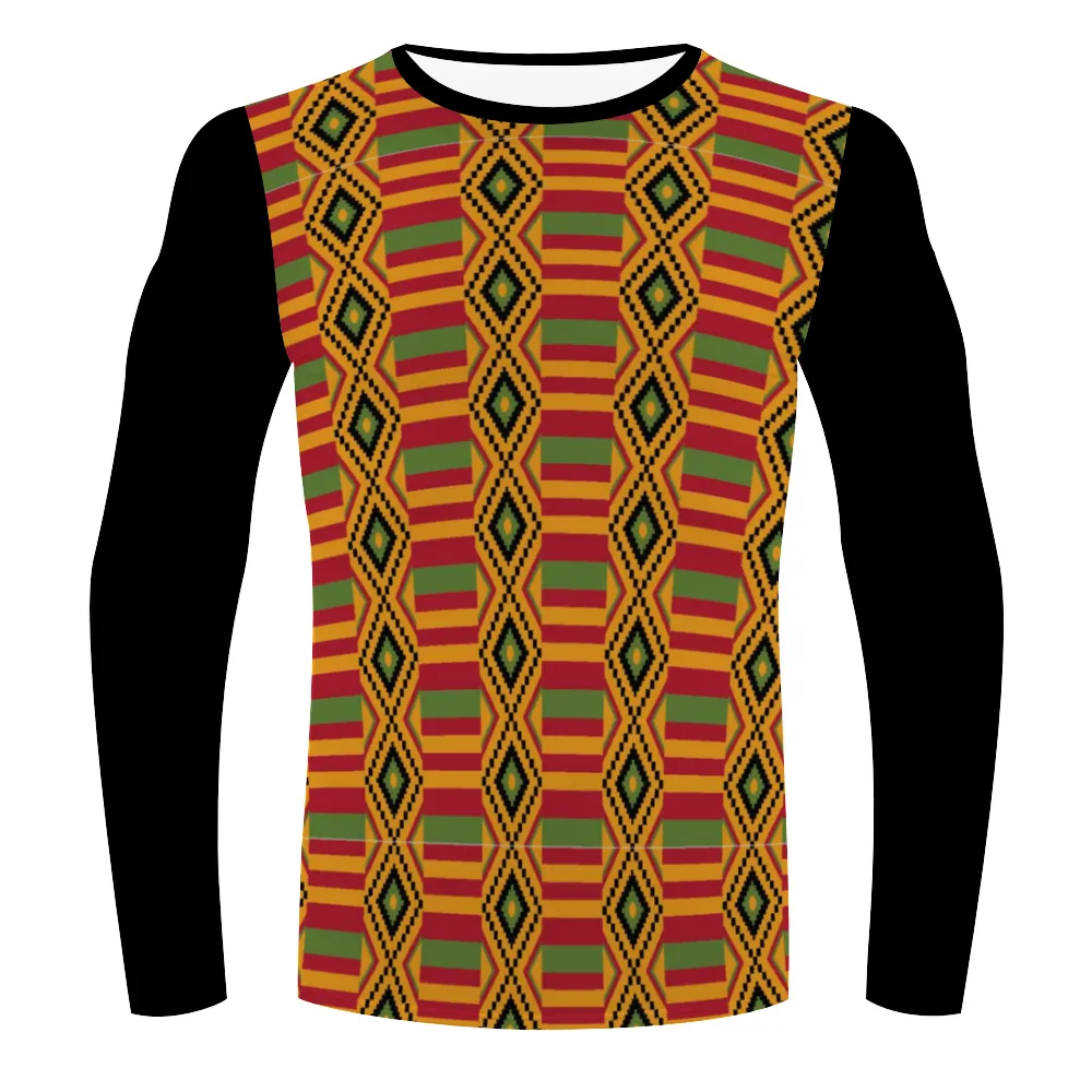 Kente (Black) Long Sleeve Workout Shirt