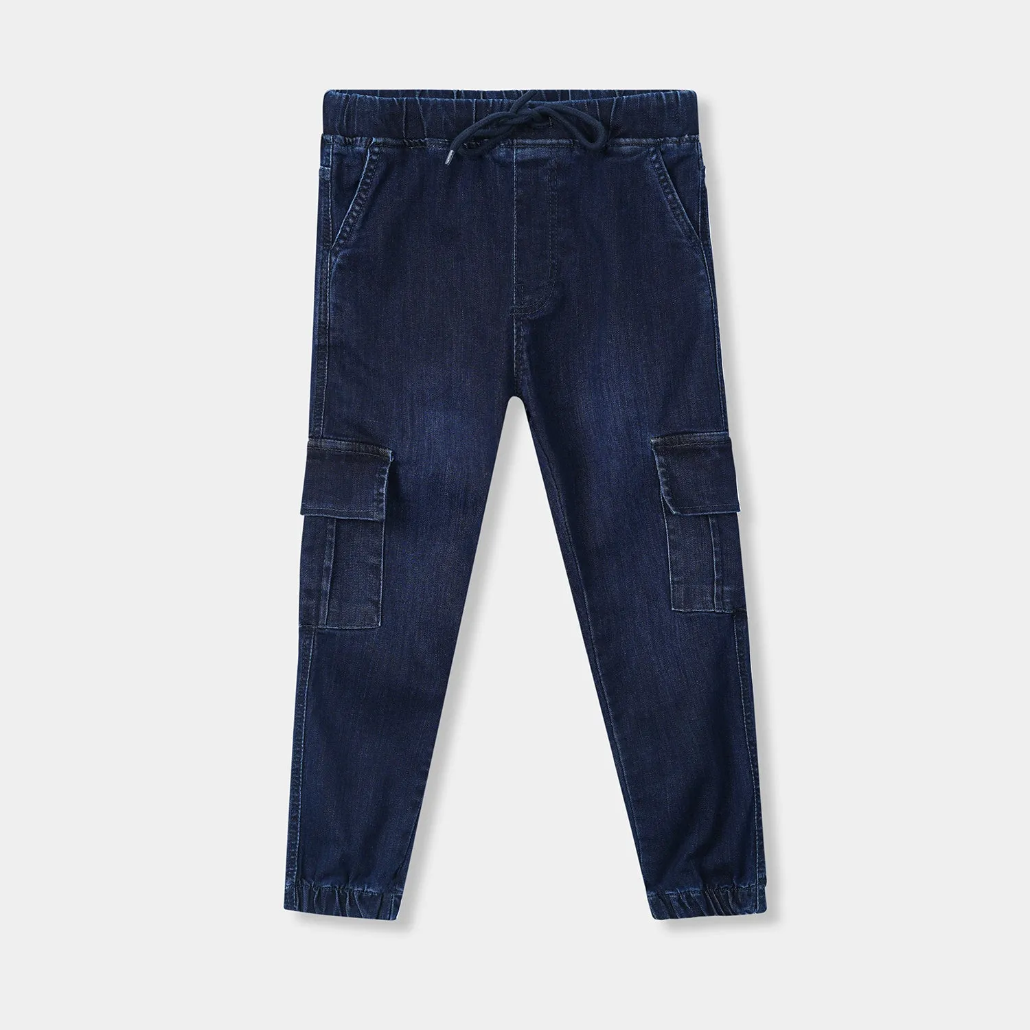 Kids 6 Pocket Denim Cargo Trouser Medium Blue