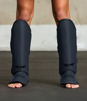 Kids' Plain Black MMA Shin Guards : 7 to 10 Years