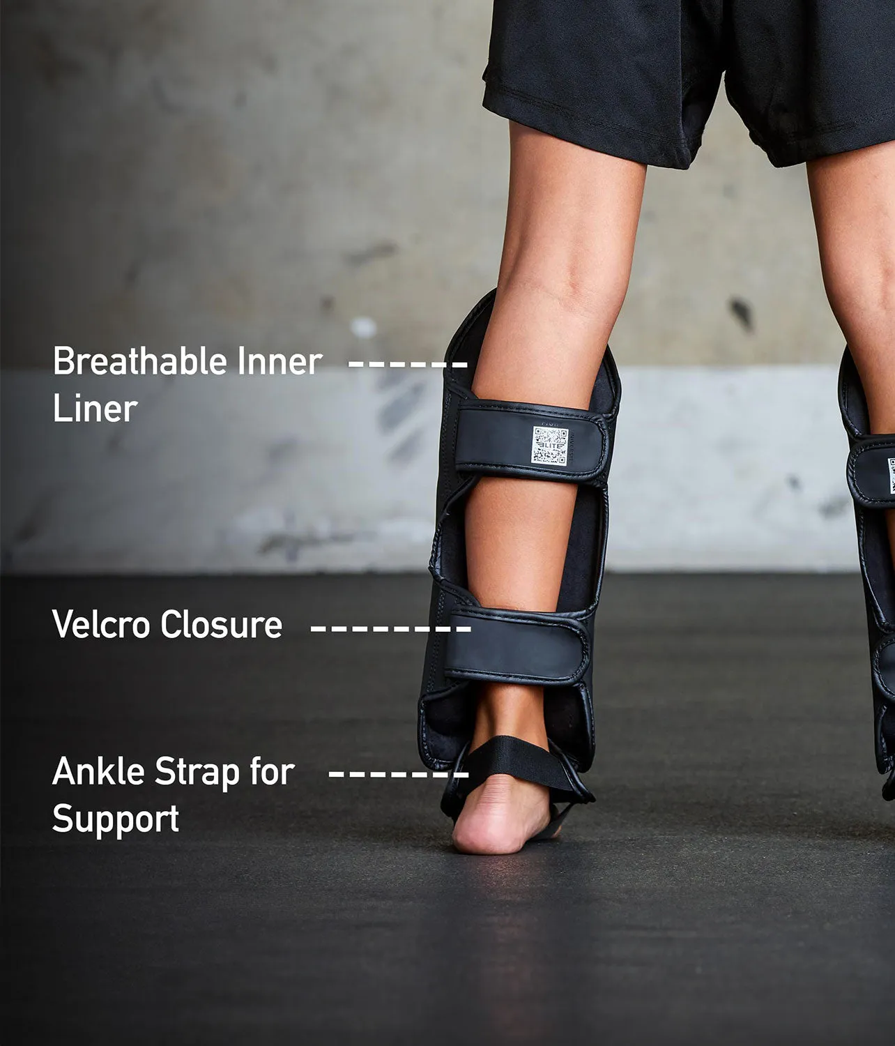 Kids' Plain Black MMA Shin Guards : 7 to 10 Years