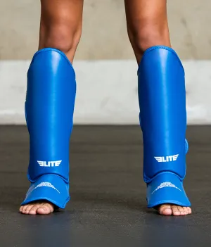 Kids' Plain Blue Boxing Shin Guards : 7 to 10 Years