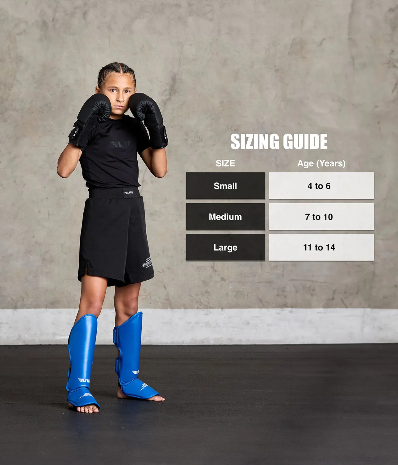 Kids' Plain Blue MMA Shin Guards : 7 to 10 Years