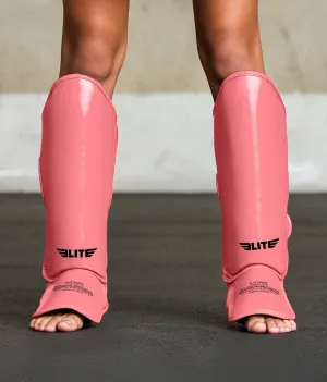 Kids' Plain Pink Boxing Shin Guards : 7 to 10 Years
