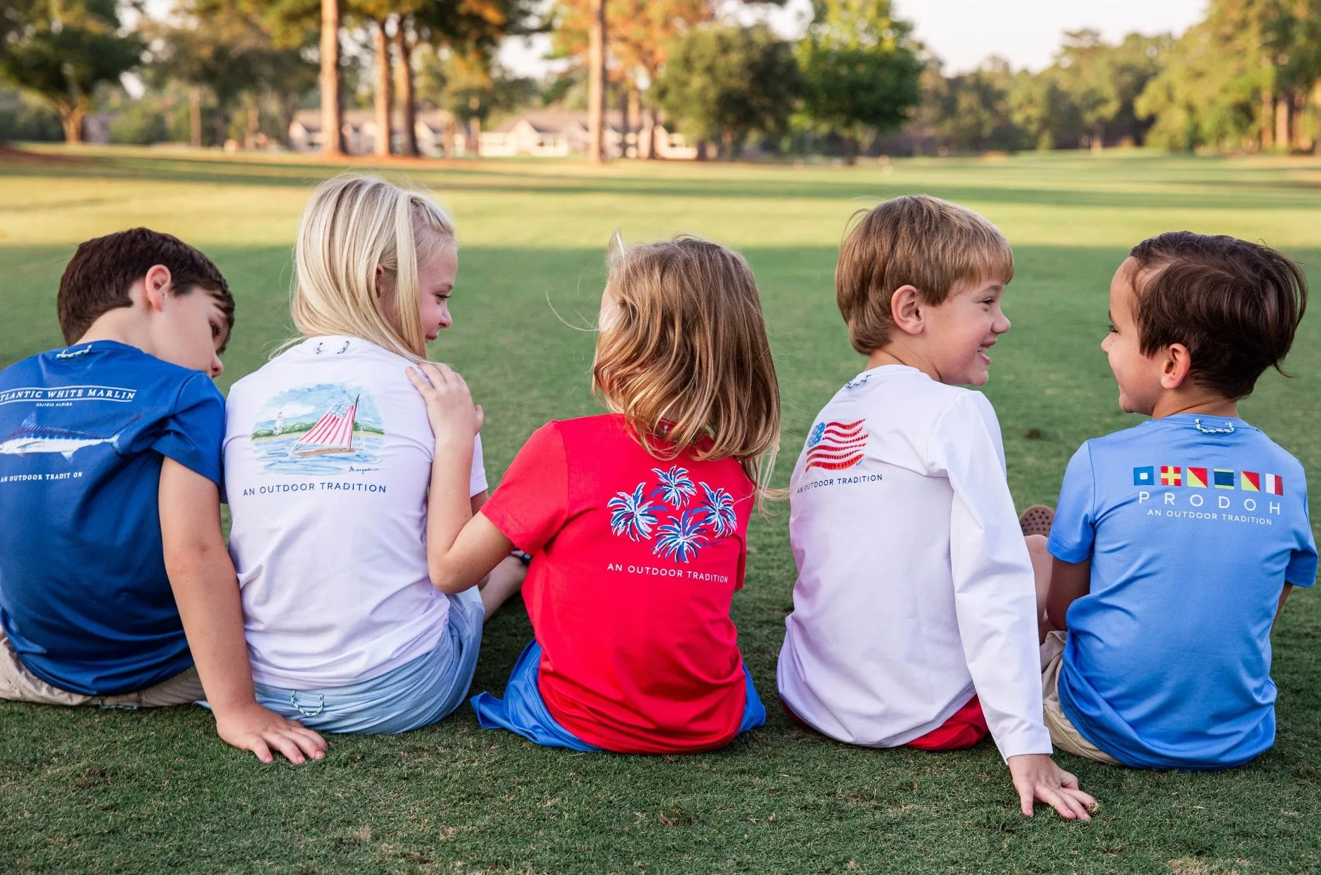 Kids Pro Performance Short Sleeve Fishing T-shirt in Watermelon Red with 4th of July Fireworks