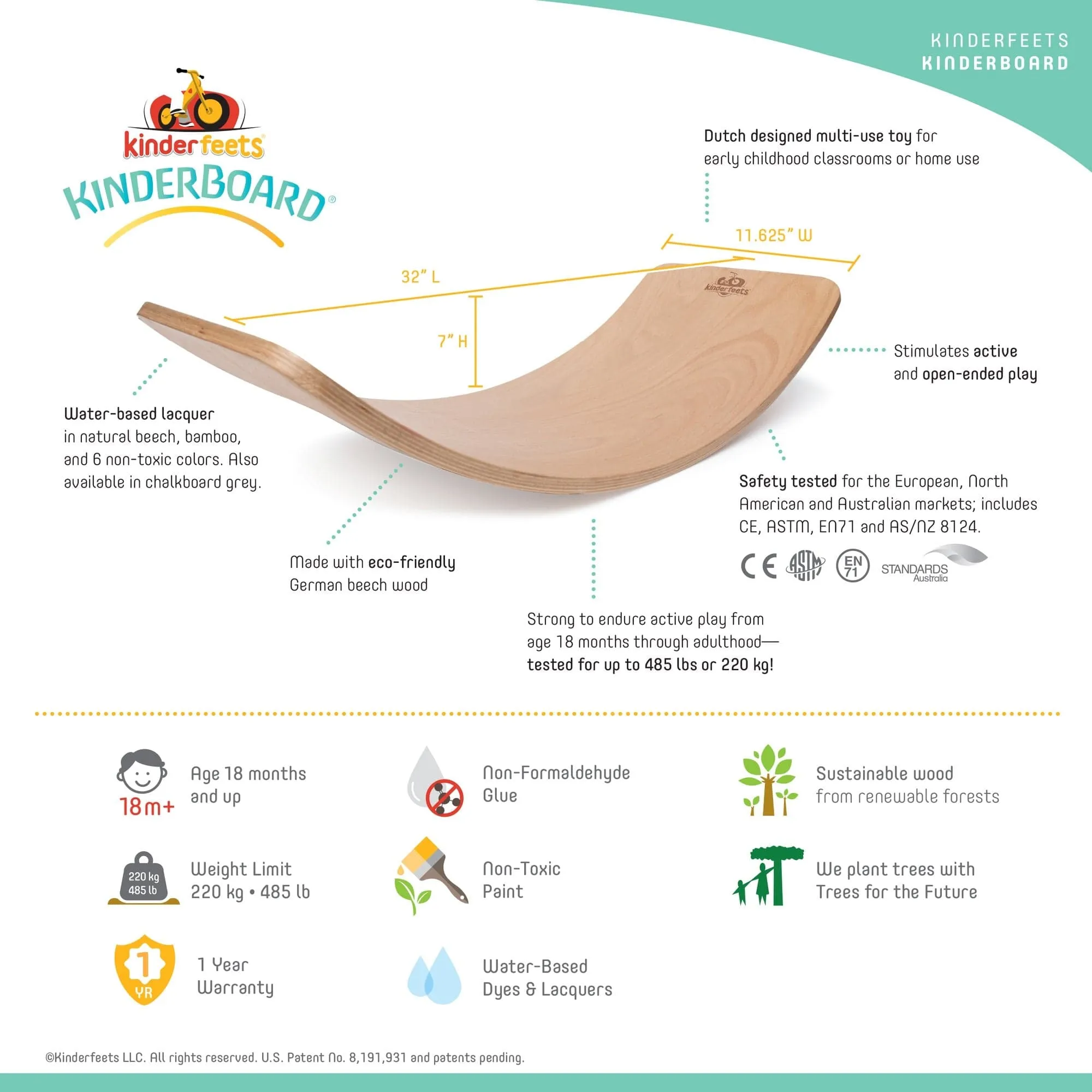 Kinderfeets Kinderboard Balance Board - Sage Wash