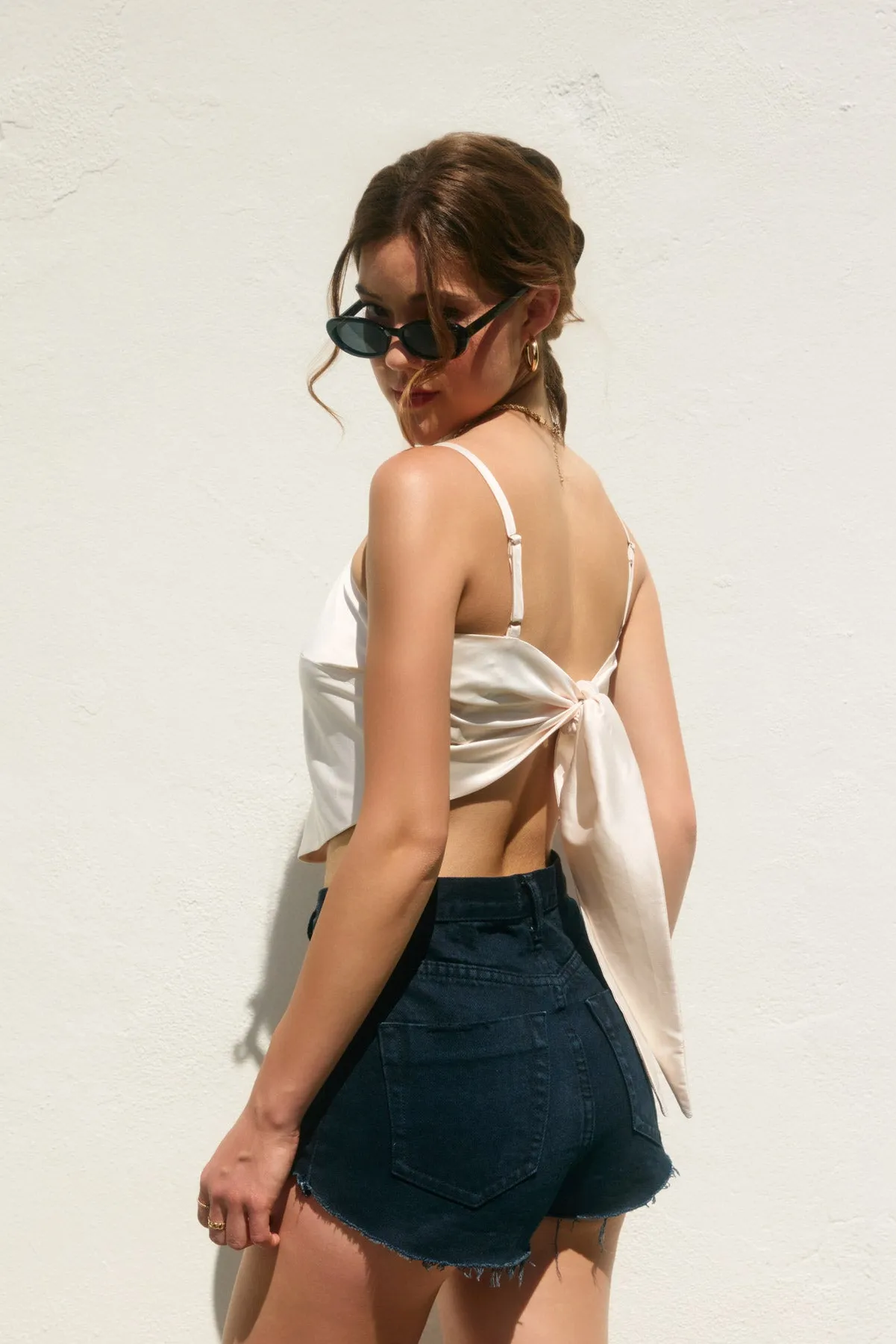 Laura Satin Tie Back Cami Top