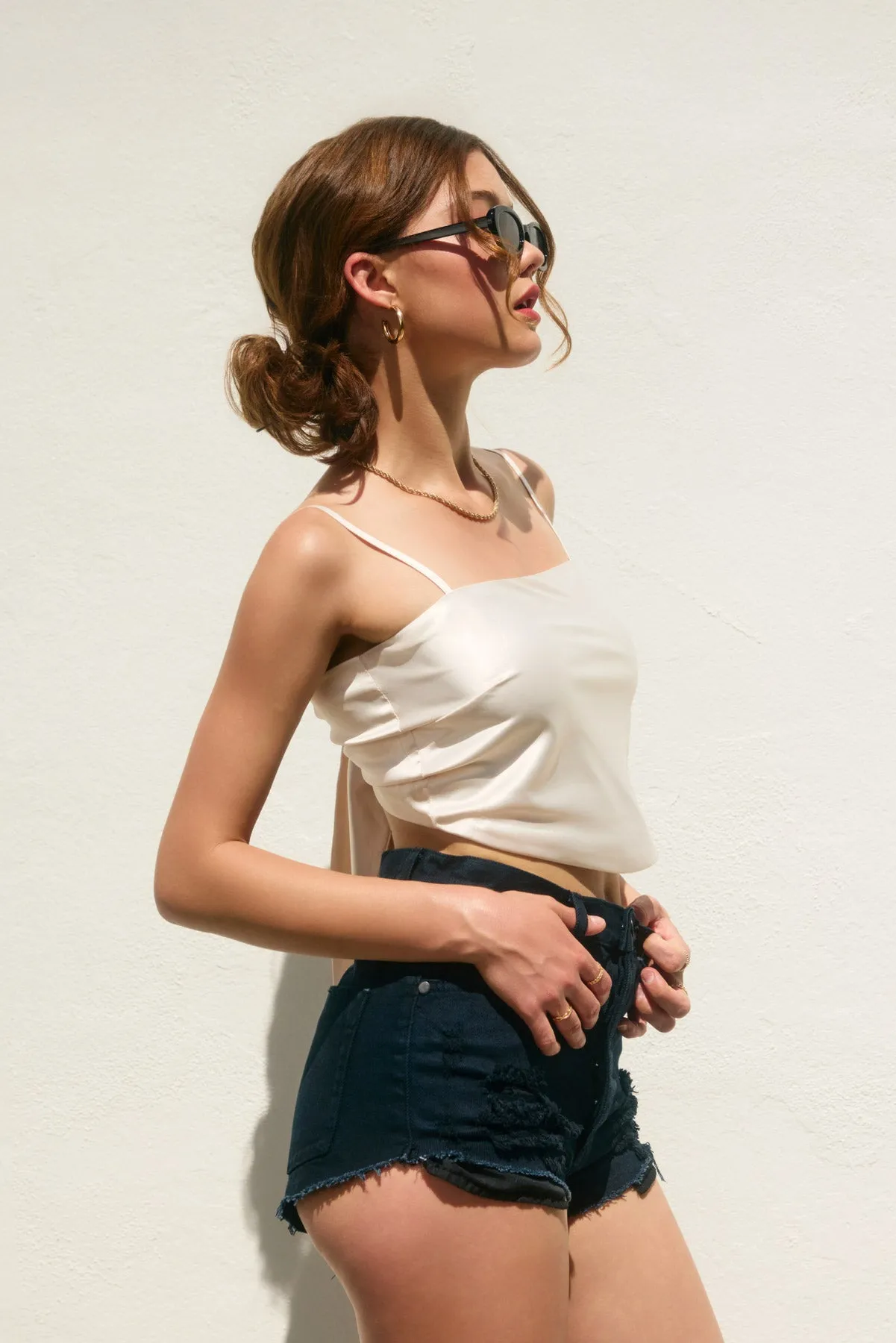 Laura Satin Tie Back Cami Top