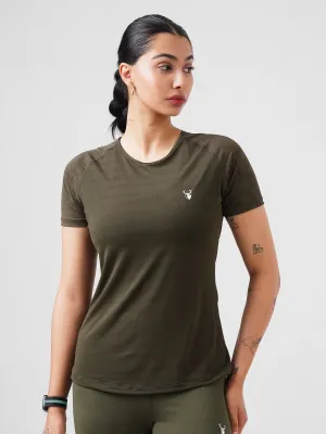 Leera Contrast Raglan Tee in Olive