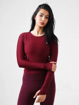 Leera Performance Fitted Tee in Maroon Textured