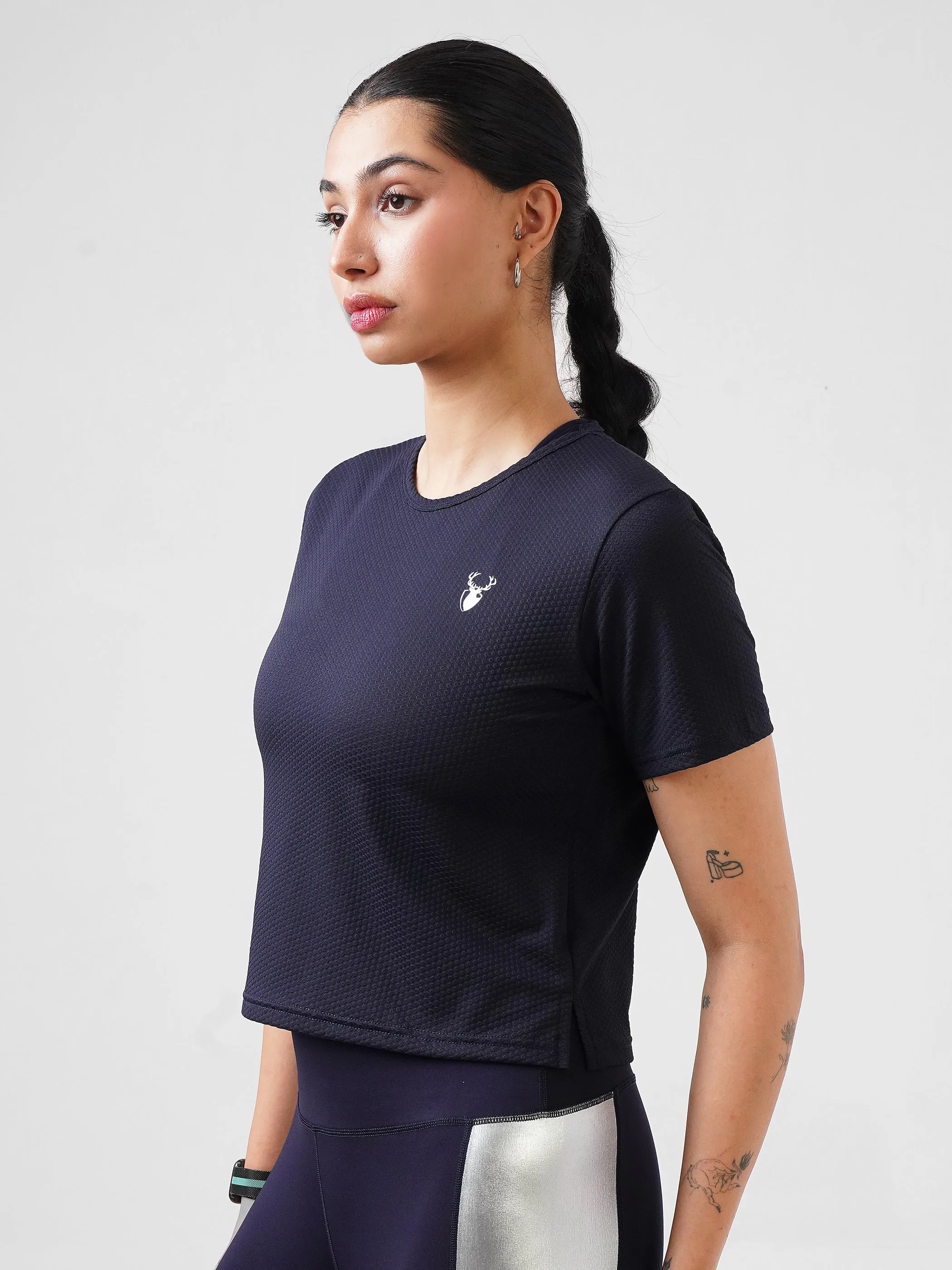 Leera pop Loose Cropped Top in Blue