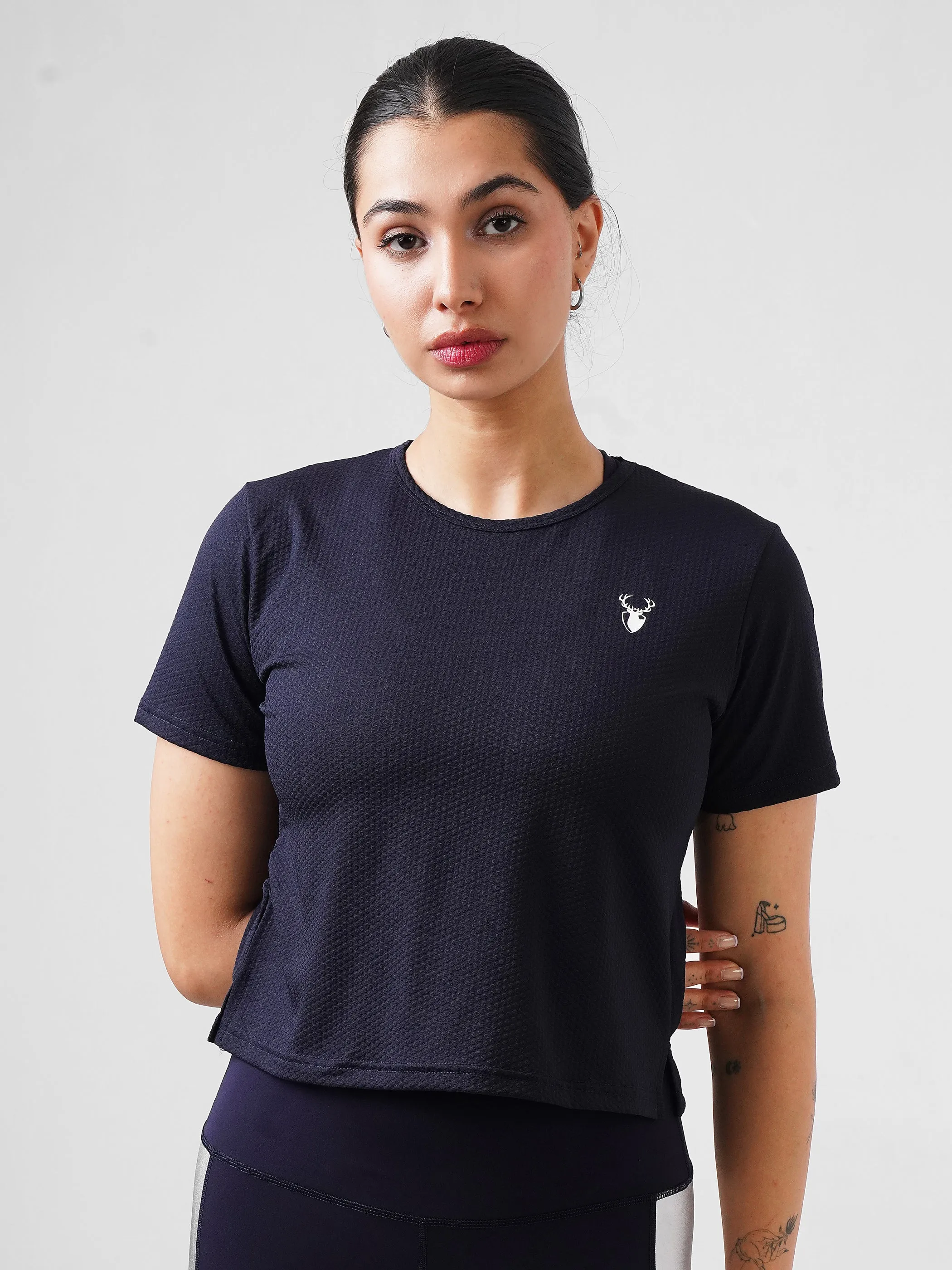 Leera pop Loose Cropped Top in Blue