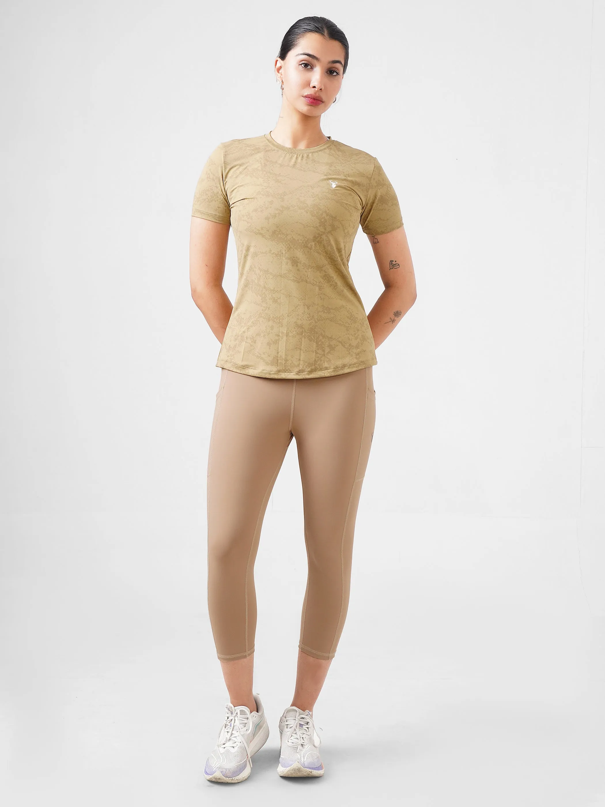 Leera Splash Super Soft Printed Tee in Beige
