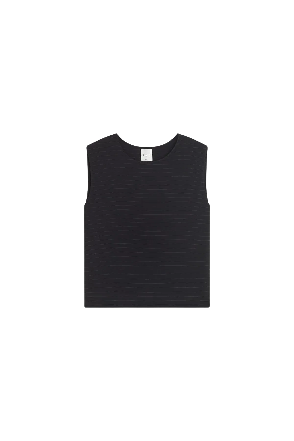 Leset Arielle Sleeveless Crew in Black Pinstripe