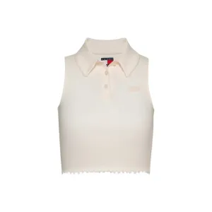 Light Pink Sleeveless Collared Crop Top