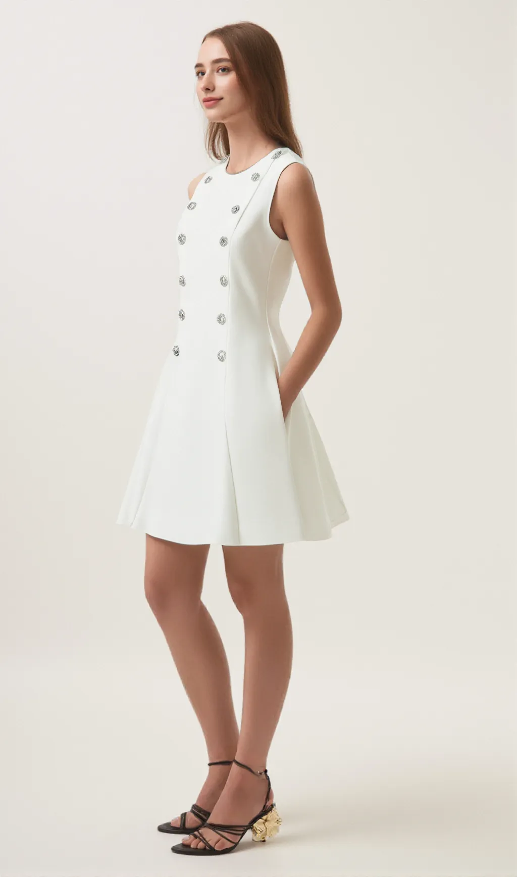 Lili Crystal button-embellished mini dress