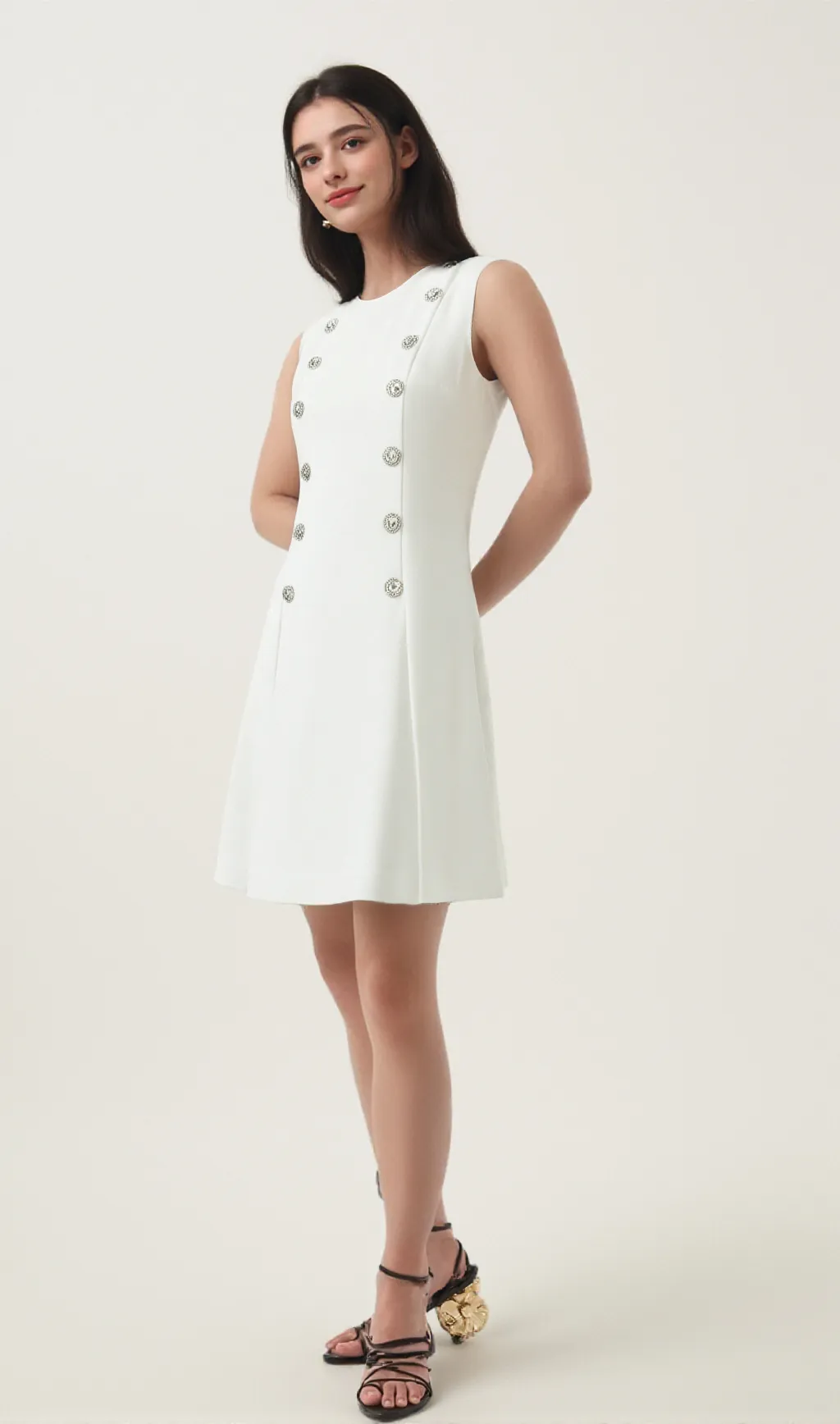 Lili Crystal button-embellished mini dress