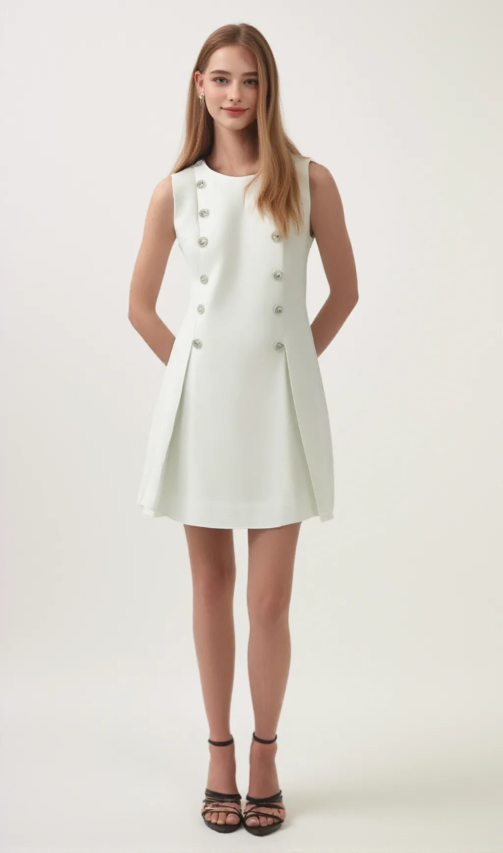 Lili Crystal button-embellished mini dress