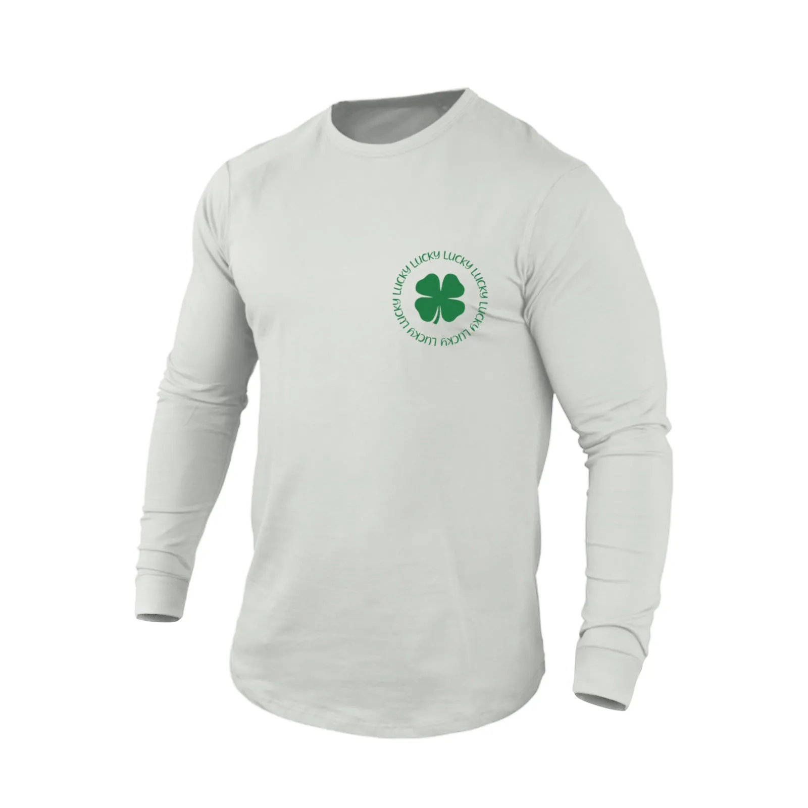 LUCKY SHAMROCK 100% COTTON GRAPHIC LONG SLEEVE T-SHIRT