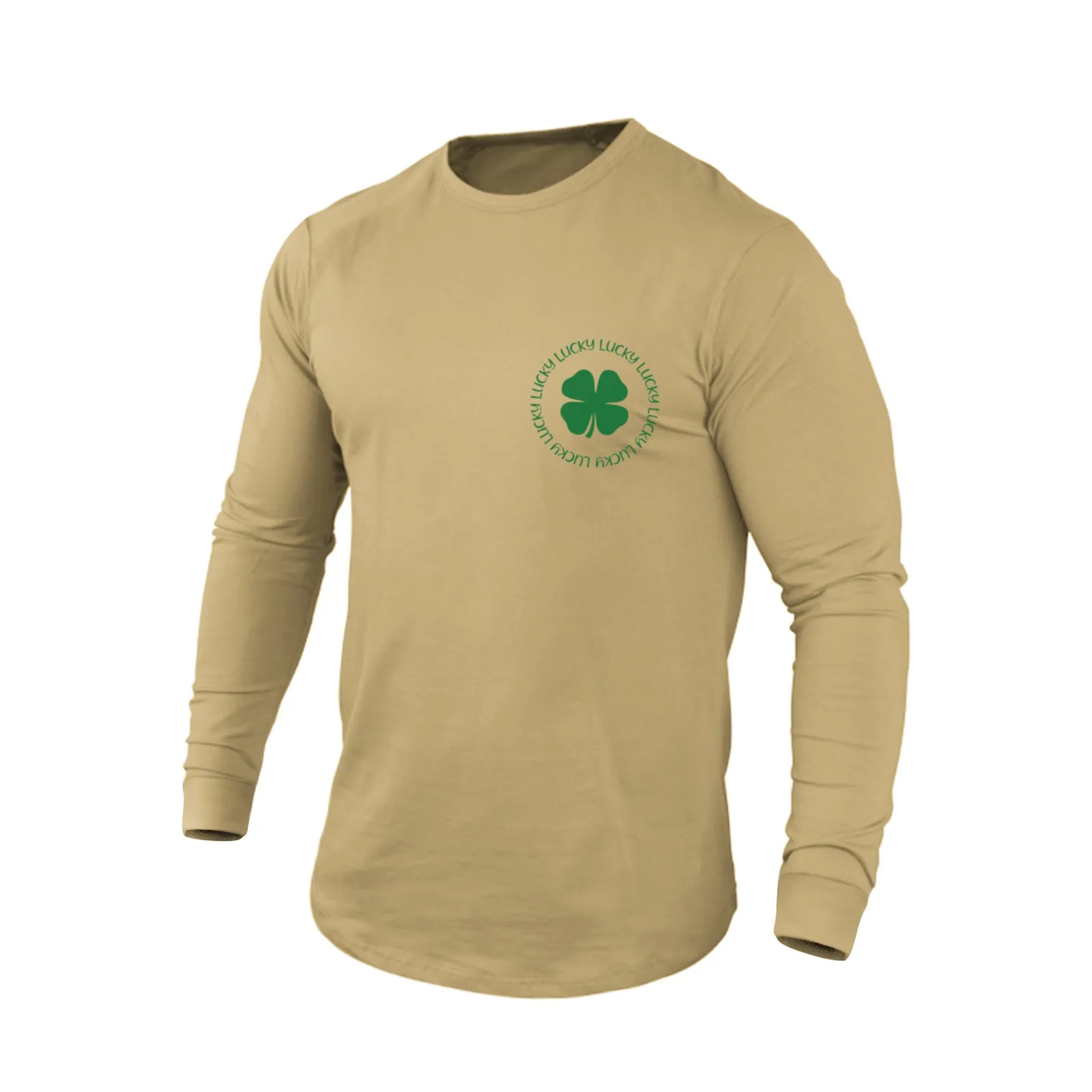 LUCKY SHAMROCK 100% COTTON GRAPHIC LONG SLEEVE T-SHIRT