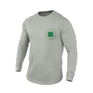 LUCKY SHAMROCK 100% COTTON GRAPHIC LONG SLEEVE T-SHIRT