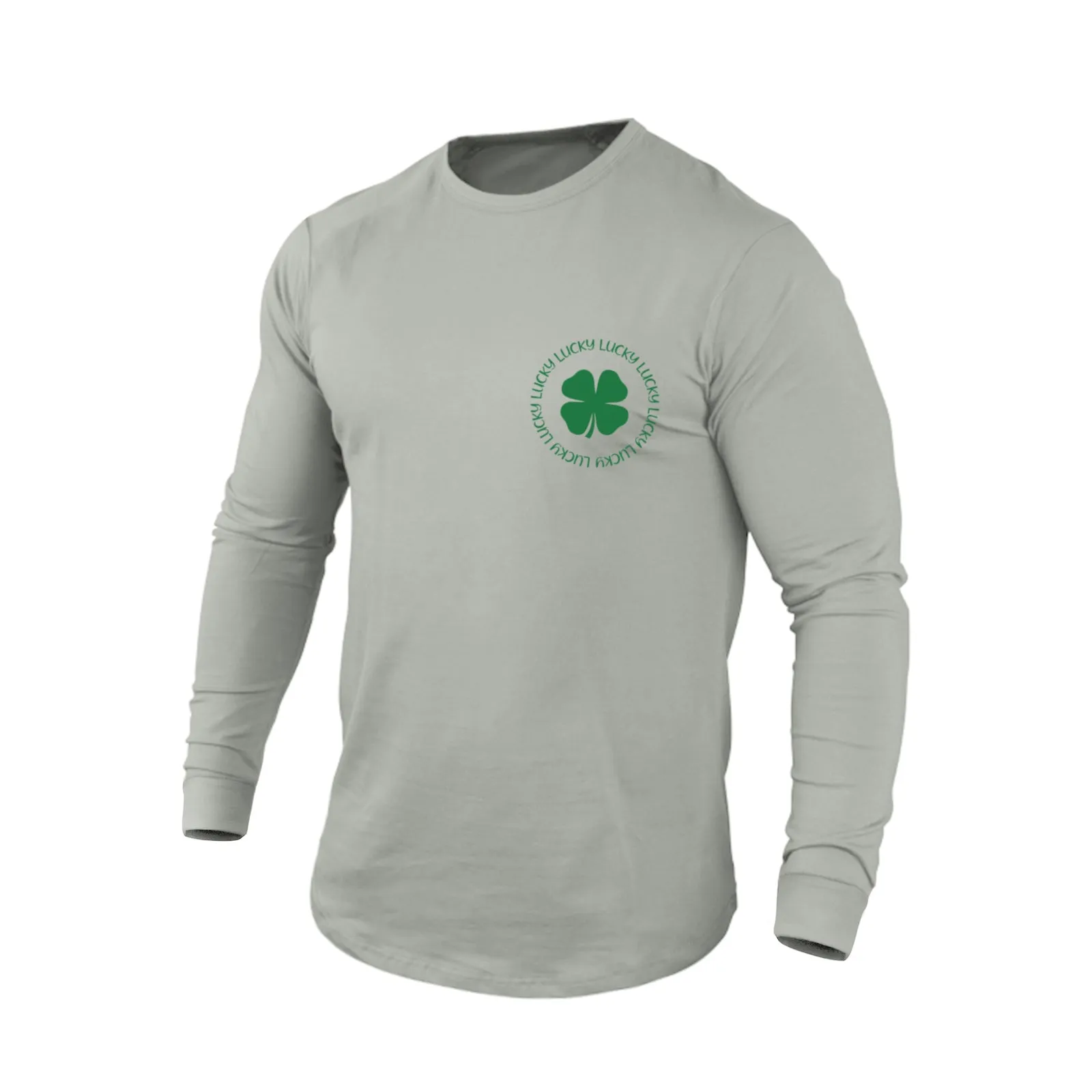 LUCKY SHAMROCK 100% COTTON GRAPHIC LONG SLEEVE T-SHIRT