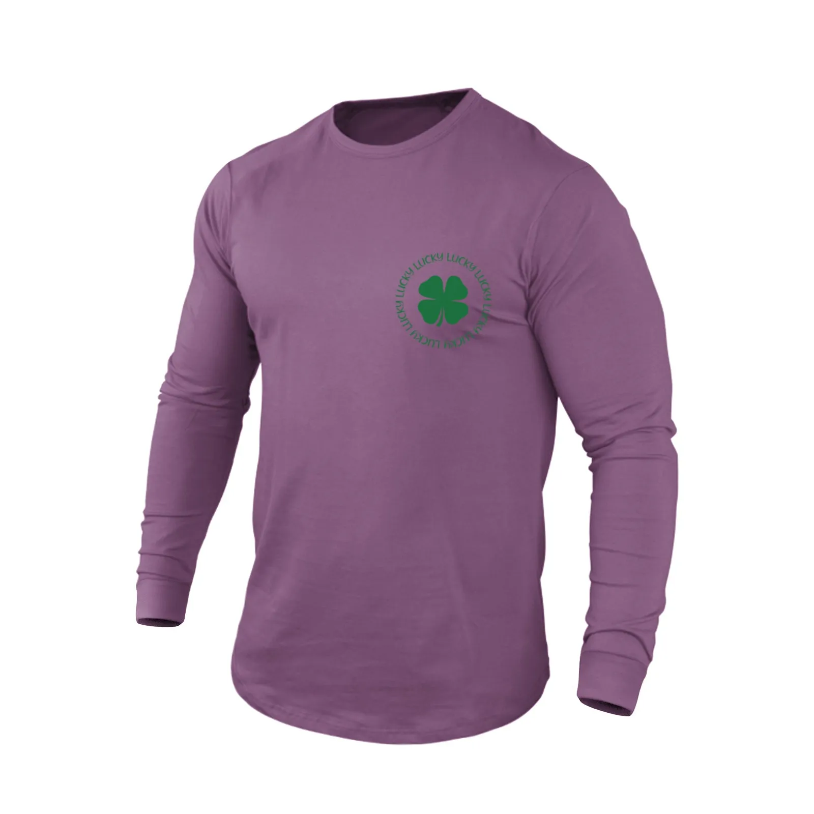 LUCKY SHAMROCK 100% COTTON GRAPHIC LONG SLEEVE T-SHIRT
