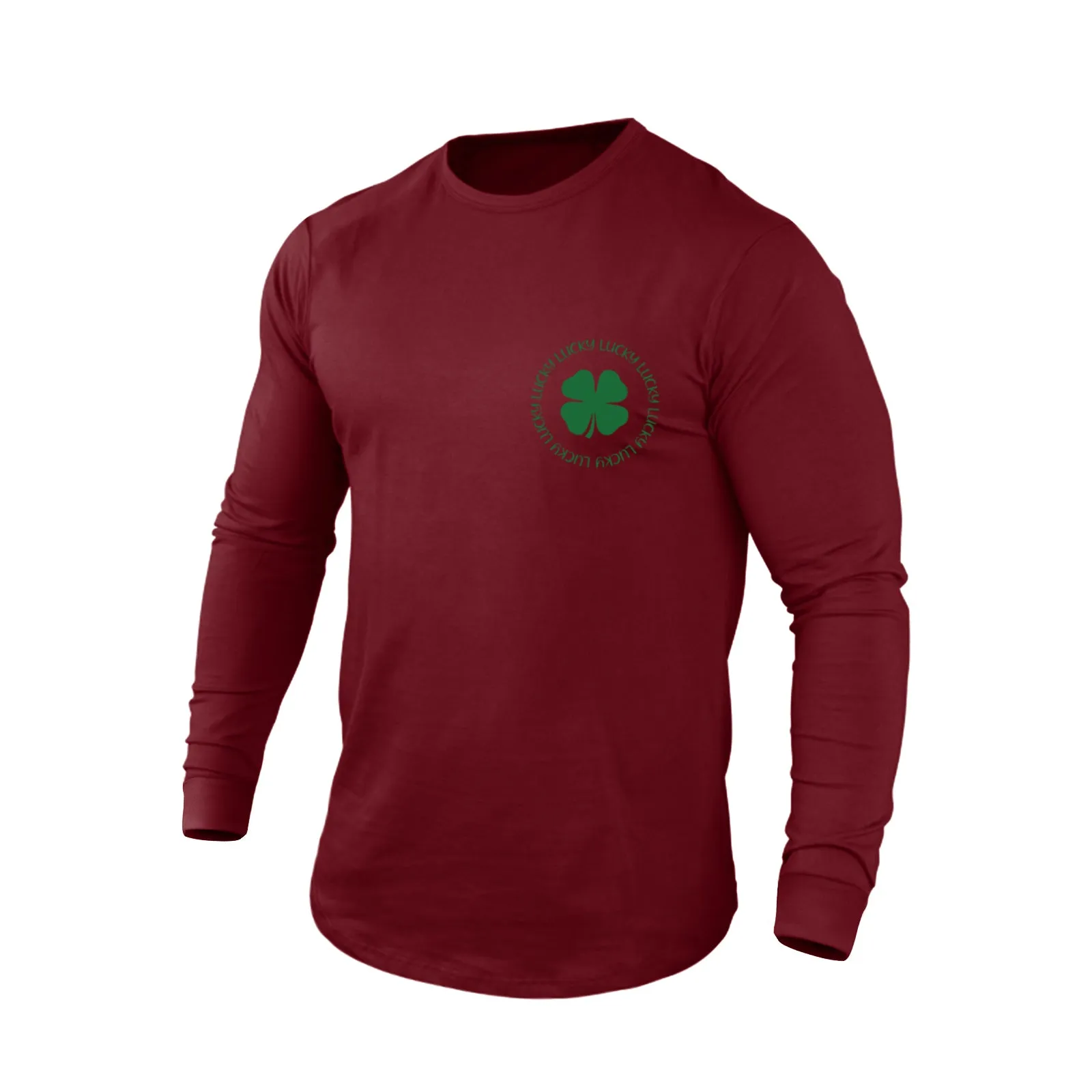 LUCKY SHAMROCK 100% COTTON GRAPHIC LONG SLEEVE T-SHIRT