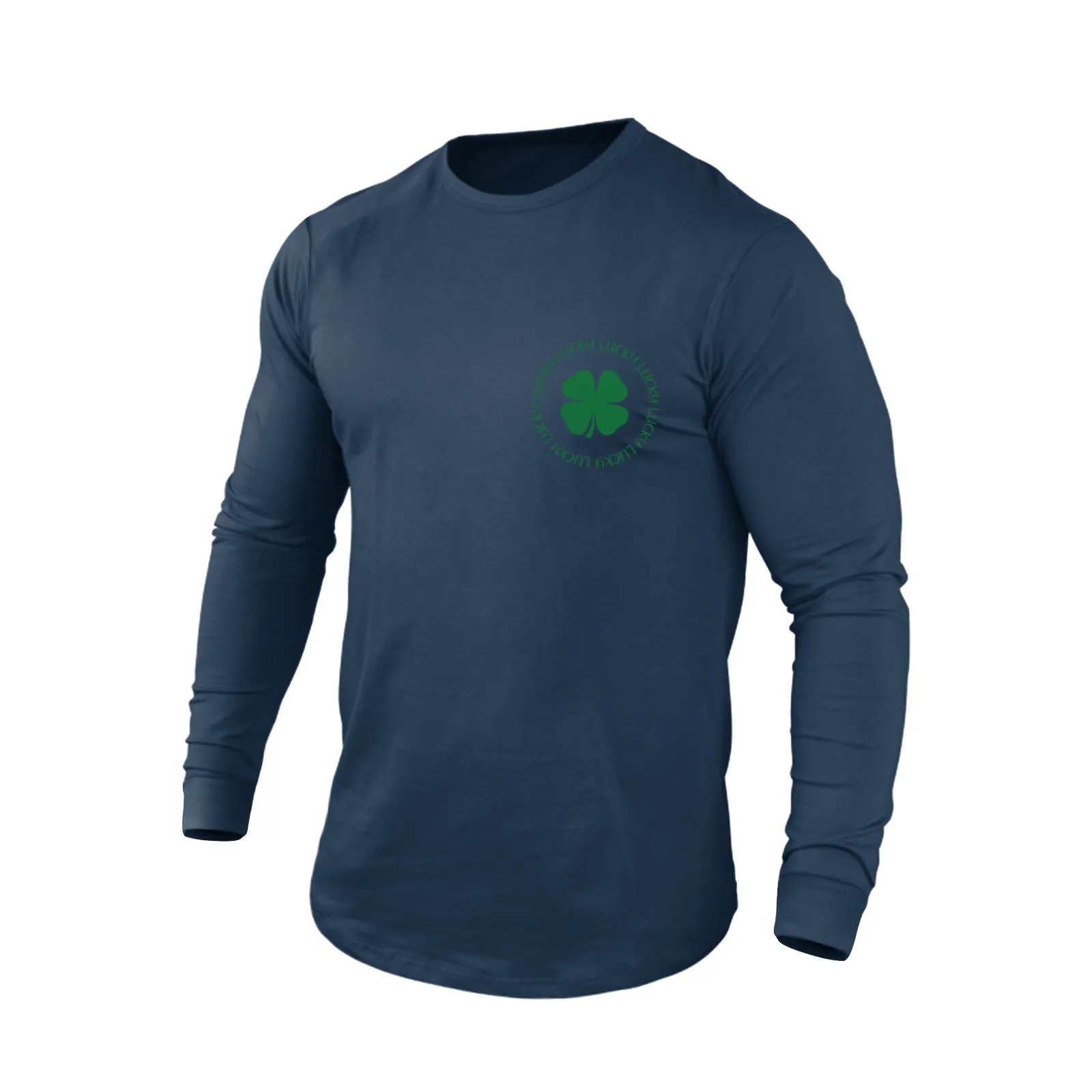 LUCKY SHAMROCK 100% COTTON GRAPHIC LONG SLEEVE T-SHIRT