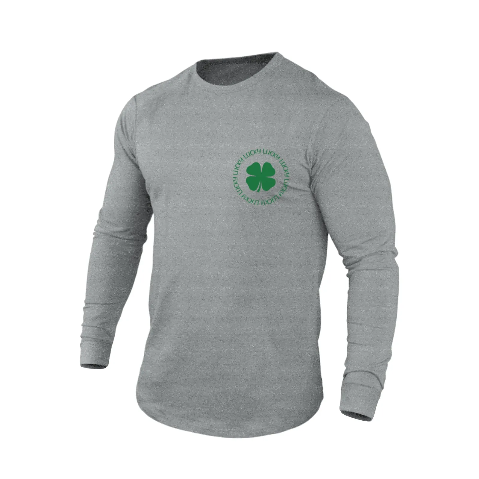 LUCKY SHAMROCK 100% COTTON GRAPHIC LONG SLEEVE T-SHIRT