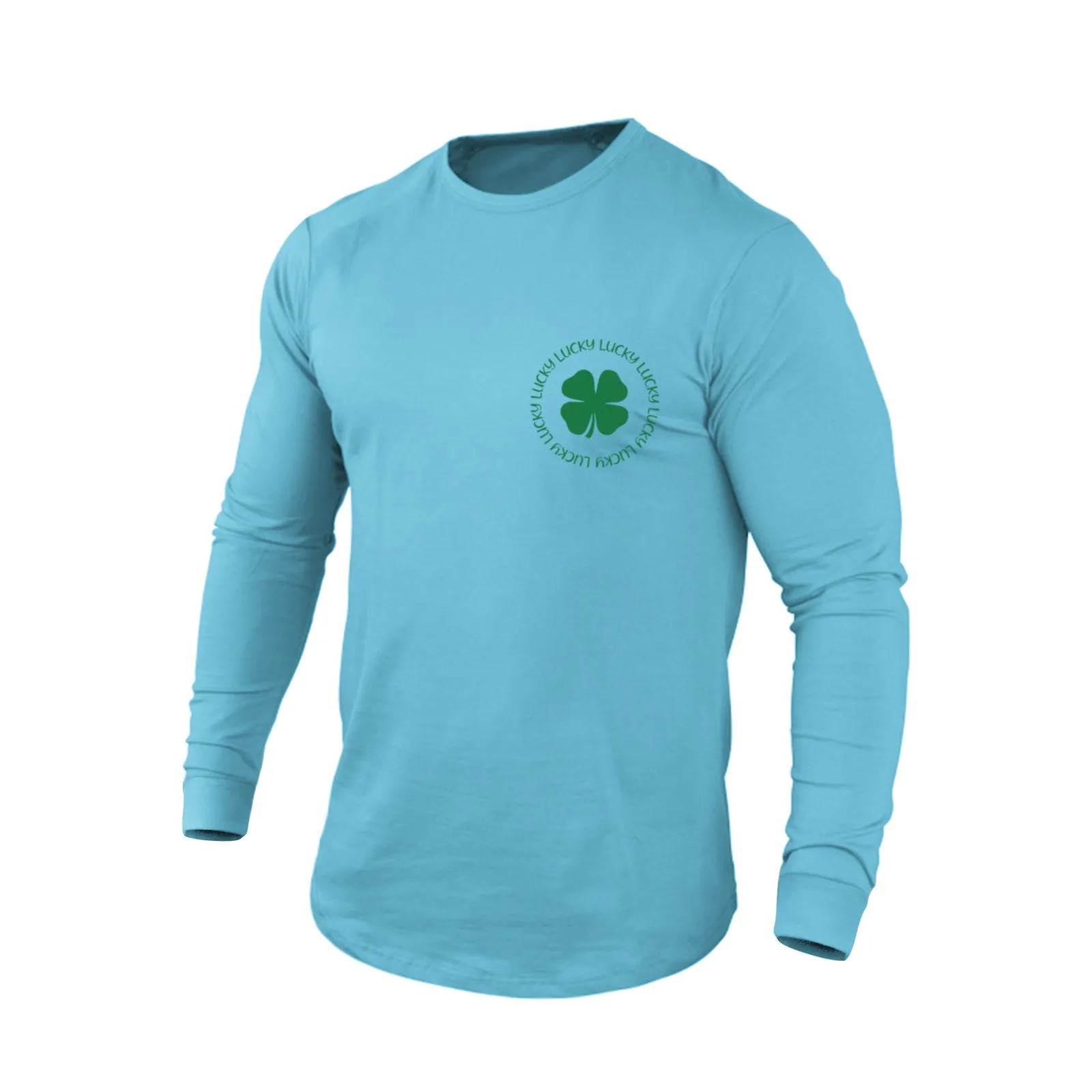 LUCKY SHAMROCK 100% COTTON GRAPHIC LONG SLEEVE T-SHIRT