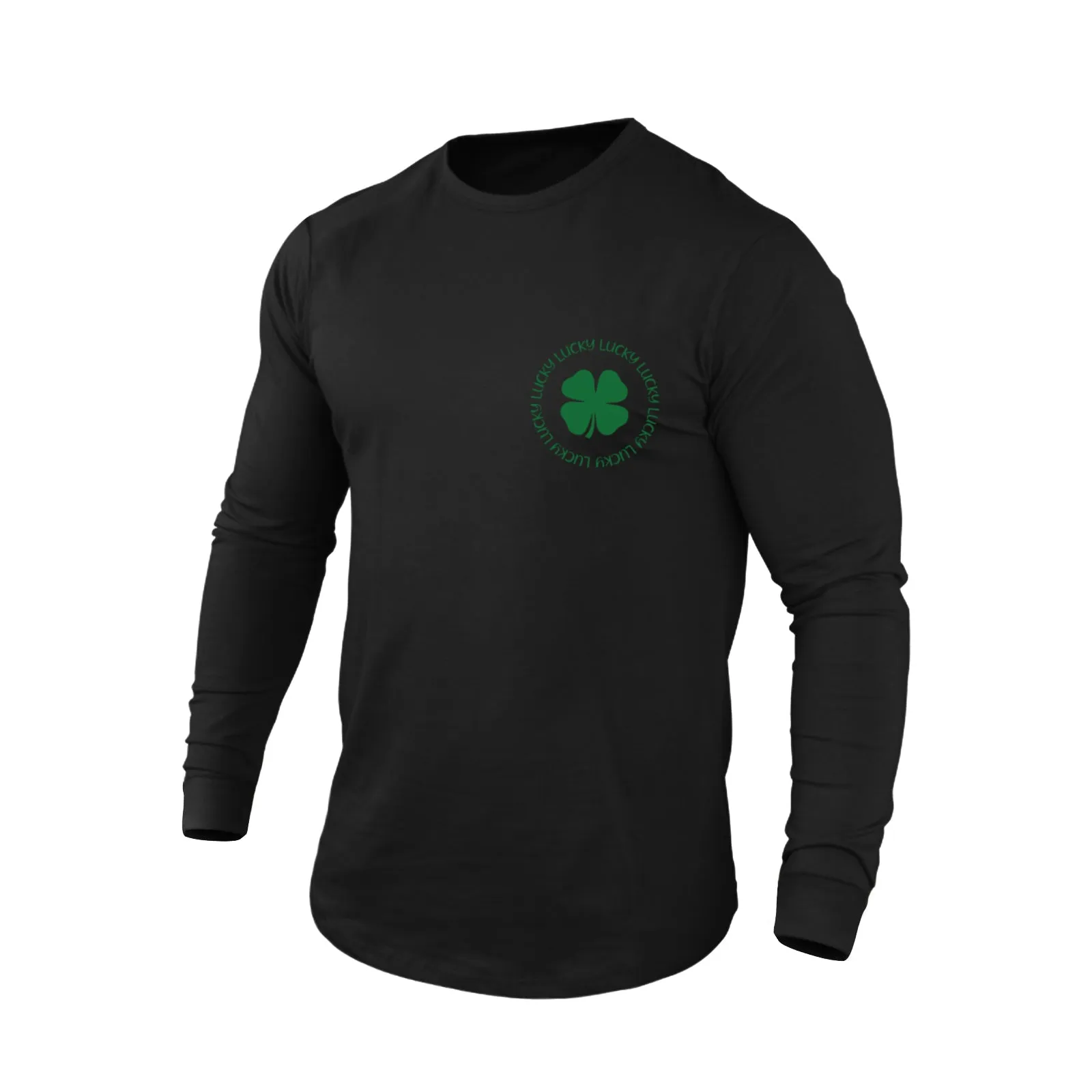 LUCKY SHAMROCK 100% COTTON GRAPHIC LONG SLEEVE T-SHIRT