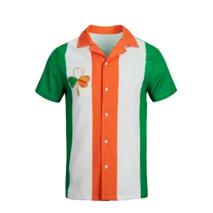 LUCKY SHAMROCK IRELAND FLAG PRINTED ALOHA SHIRT