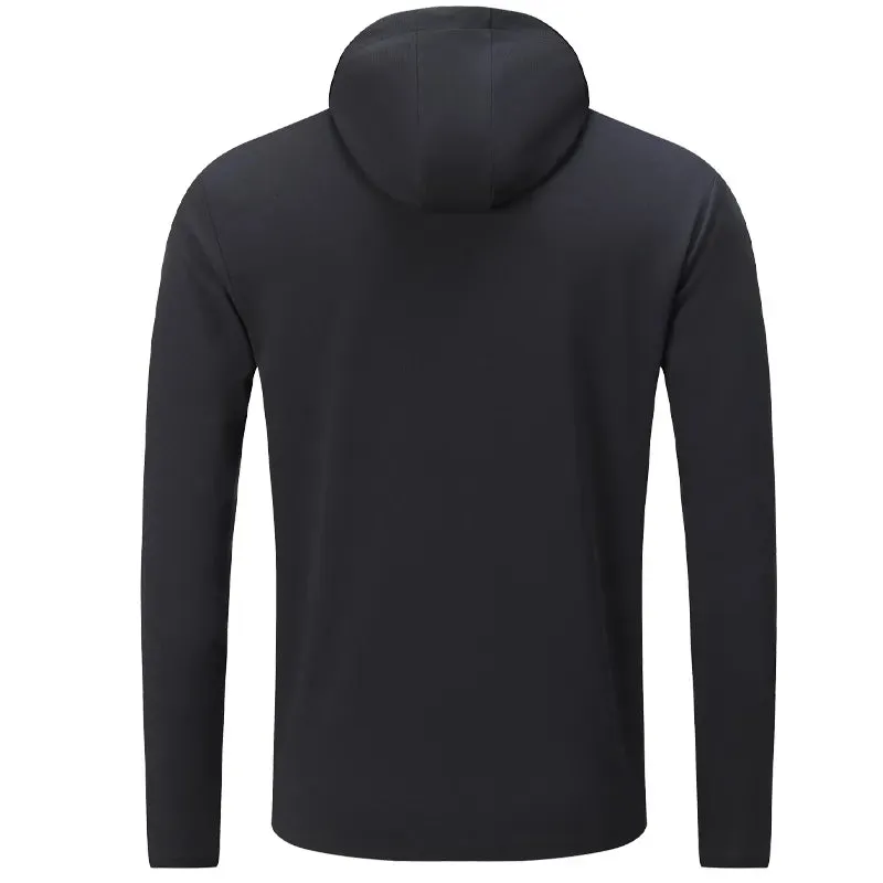 Men Jogging Jacket Running Football Outdoor Quick Dry Breathable Hooded Reflective Gym Workout Zipper Pocket Sport Hiking Coat