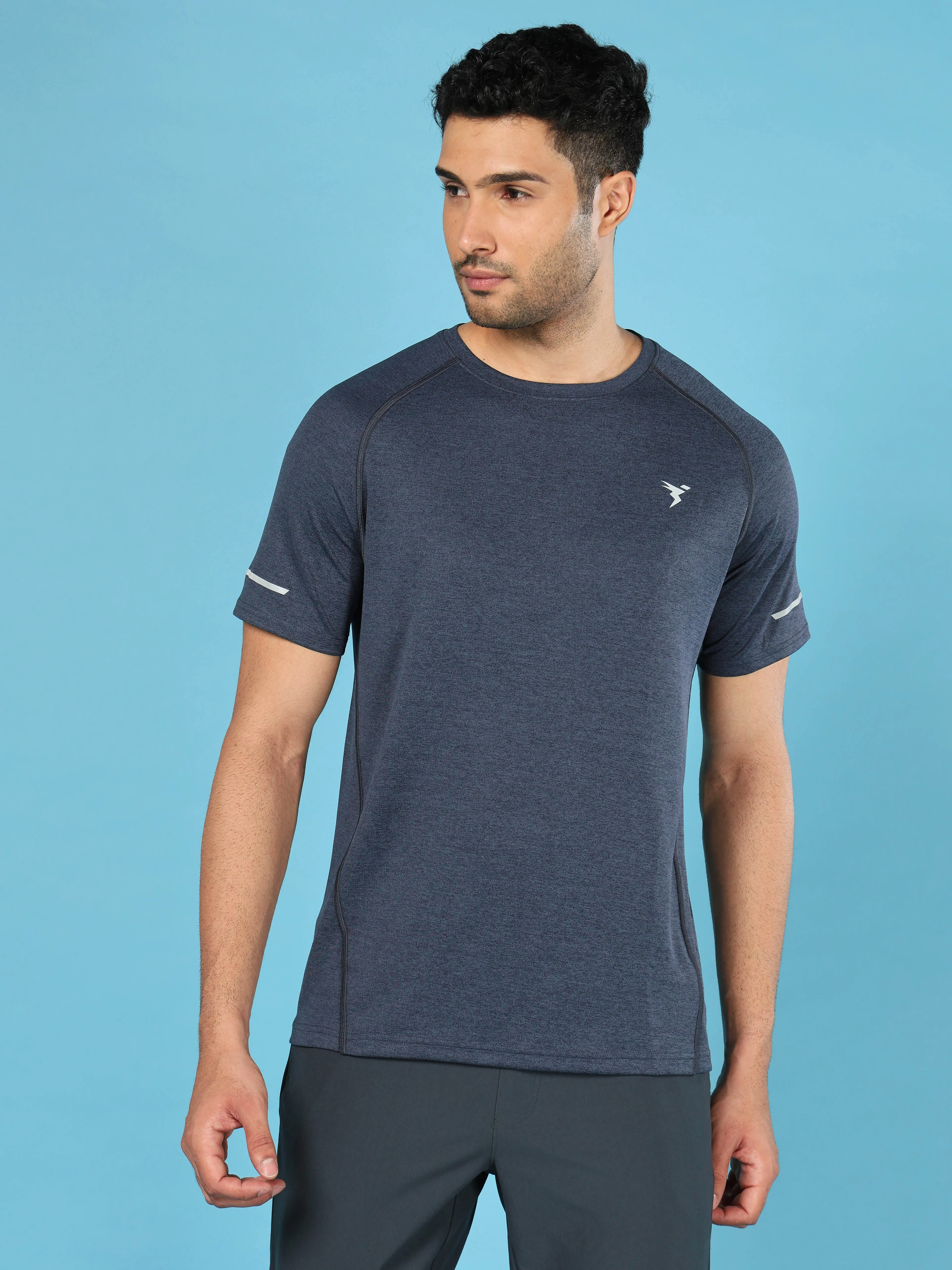 Men Melange Slim Fit Crew Neck T-shirt with MELANGE
