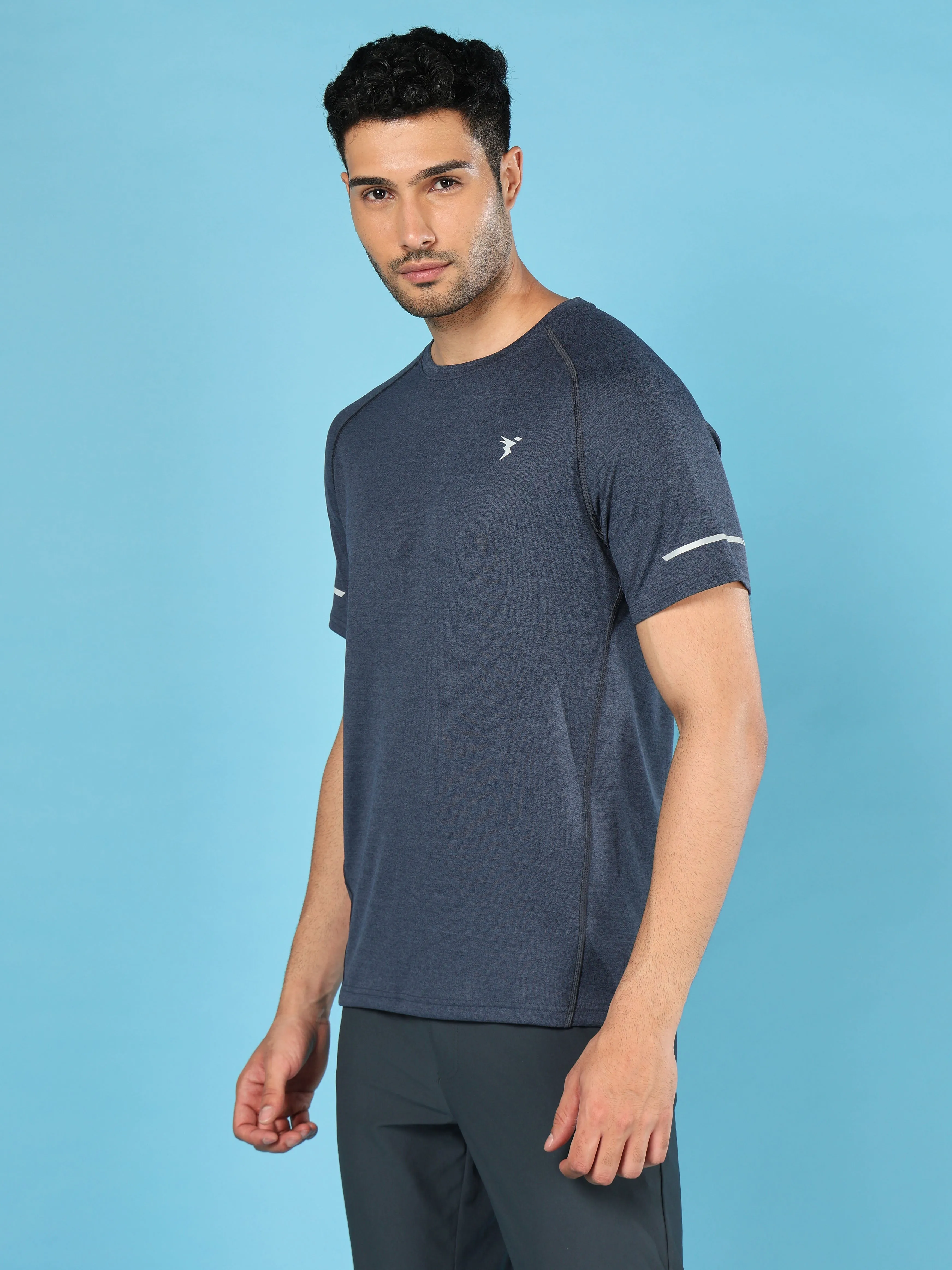 Men Melange Slim Fit Crew Neck T-shirt with MELANGE