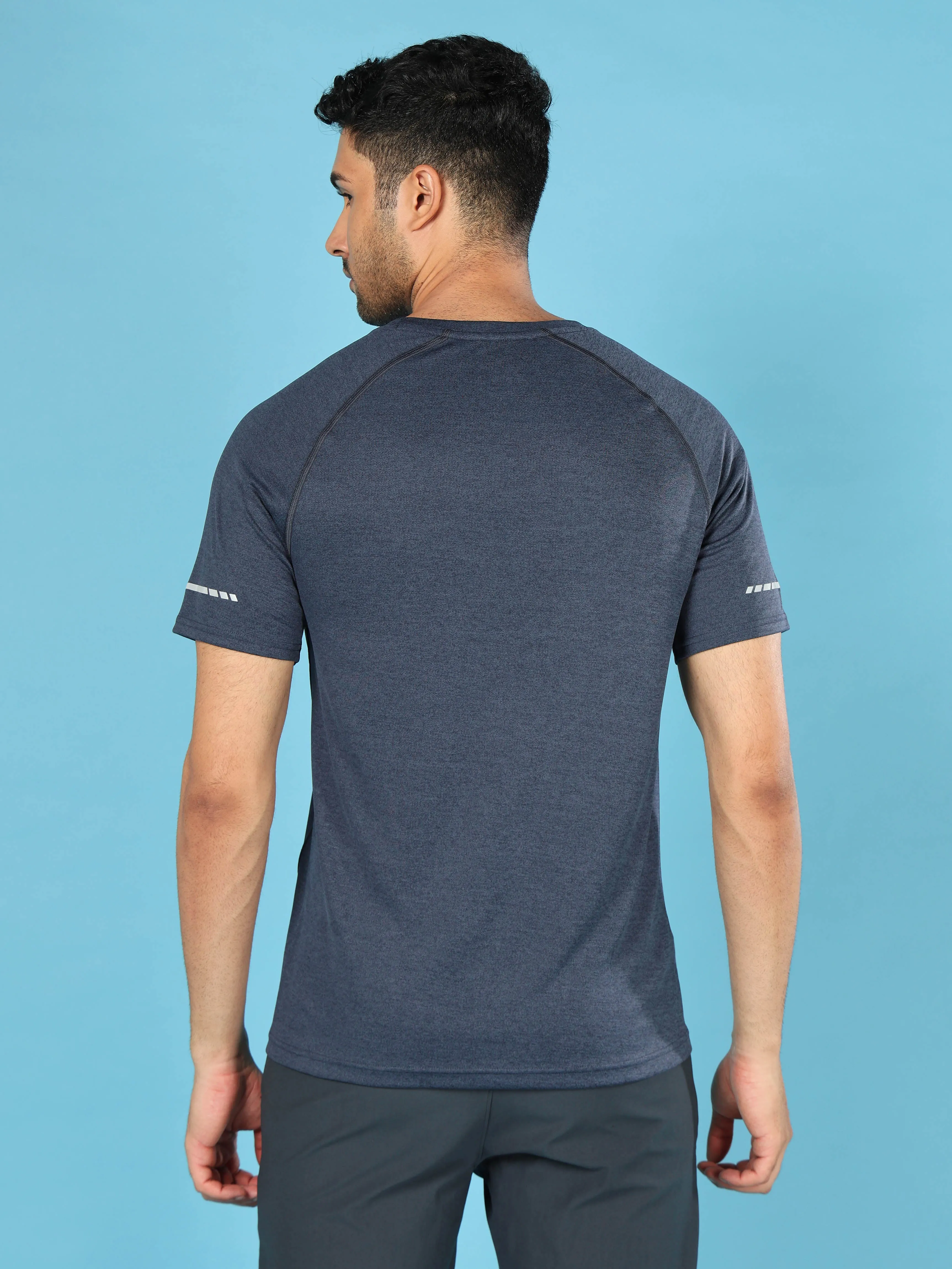 Men Melange Slim Fit Crew Neck T-shirt with MELANGE