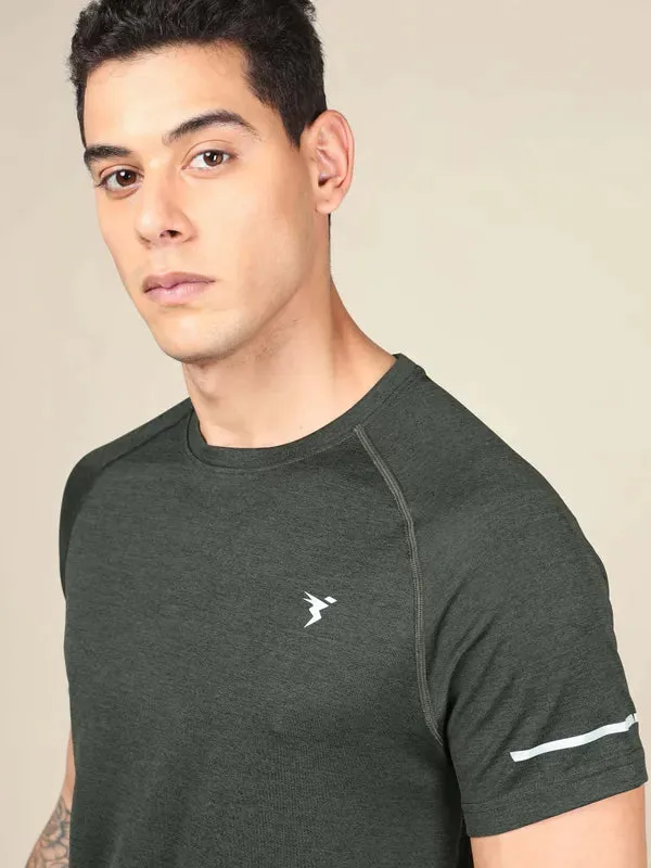 Men Melange Slim Fit Crew Neck T-shirt with MELANGE