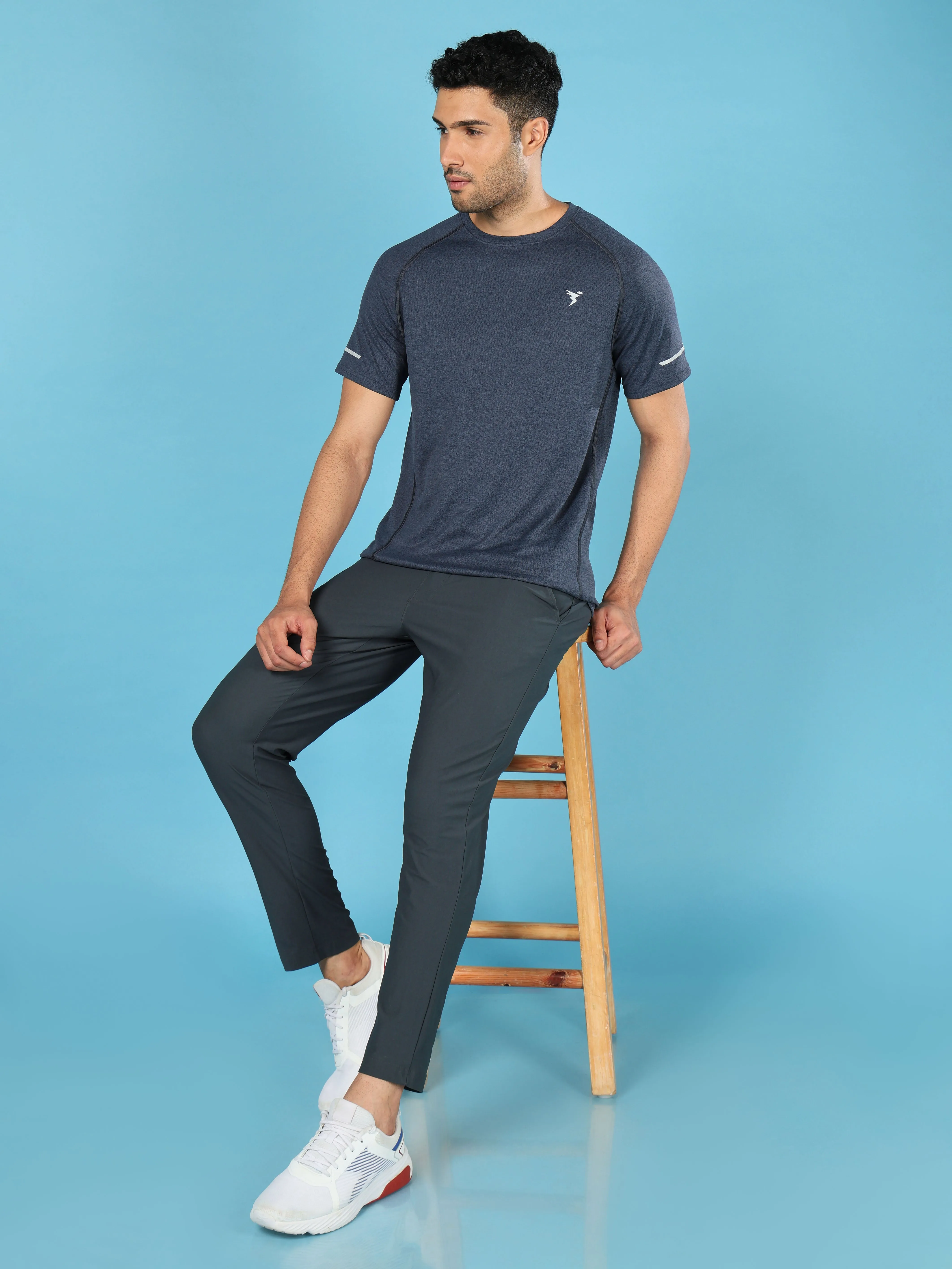 Men Melange Slim Fit Crew Neck T-shirt with MELANGE