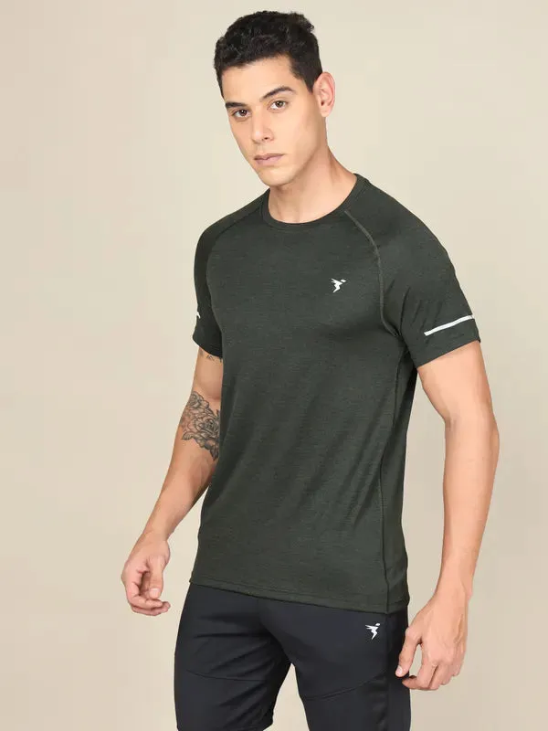 Men Melange Slim Fit Crew Neck T-shirt with MELANGE