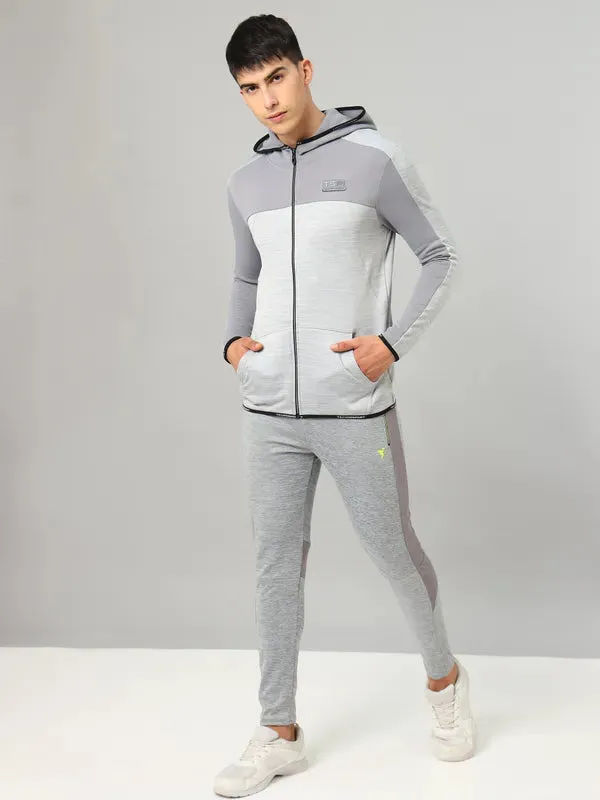 Men Melange Slim Fit Hooded Jacket with TECHNOLITE