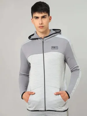 Men Melange Slim Fit Hooded Jacket with TECHNOLITE