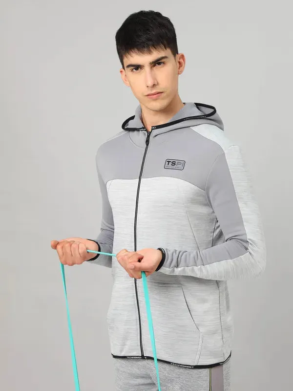 Men Melange Slim Fit Hooded Jacket with TECHNOLITE