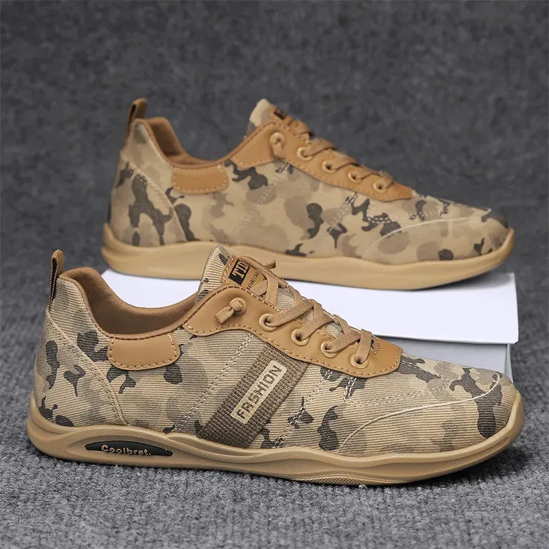 Men Shoes Hot Sale Camouflage Breathable Casual Canvas Shoes Wear-resistant Hiking Trendy Shoes Grey Free shipping