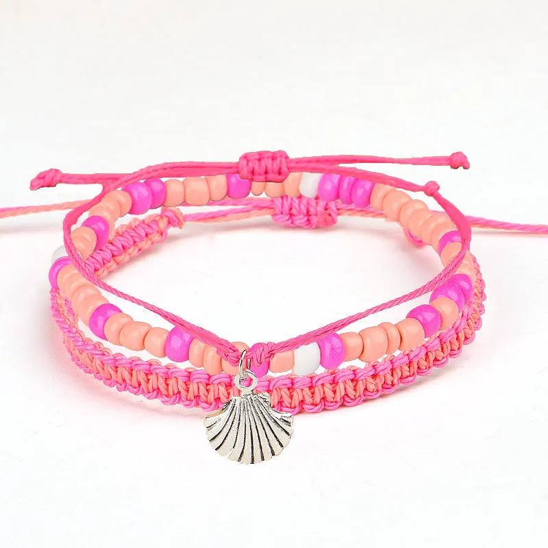 Men's and women's starfish, sea turtle, dolphin, rice bead set bracelet
