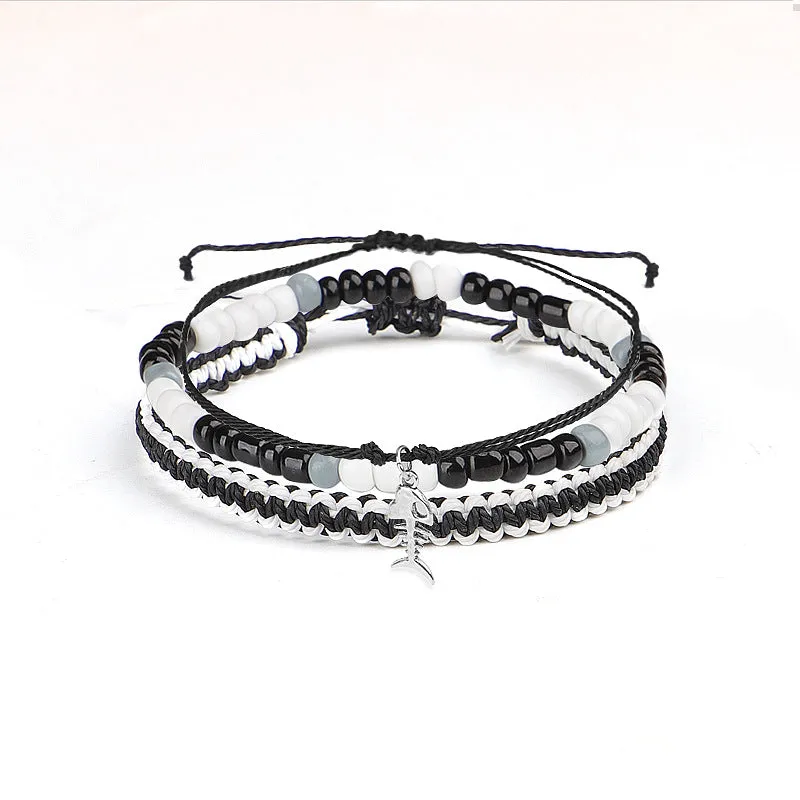 Men's and women's starfish, sea turtle, dolphin, rice bead set bracelet